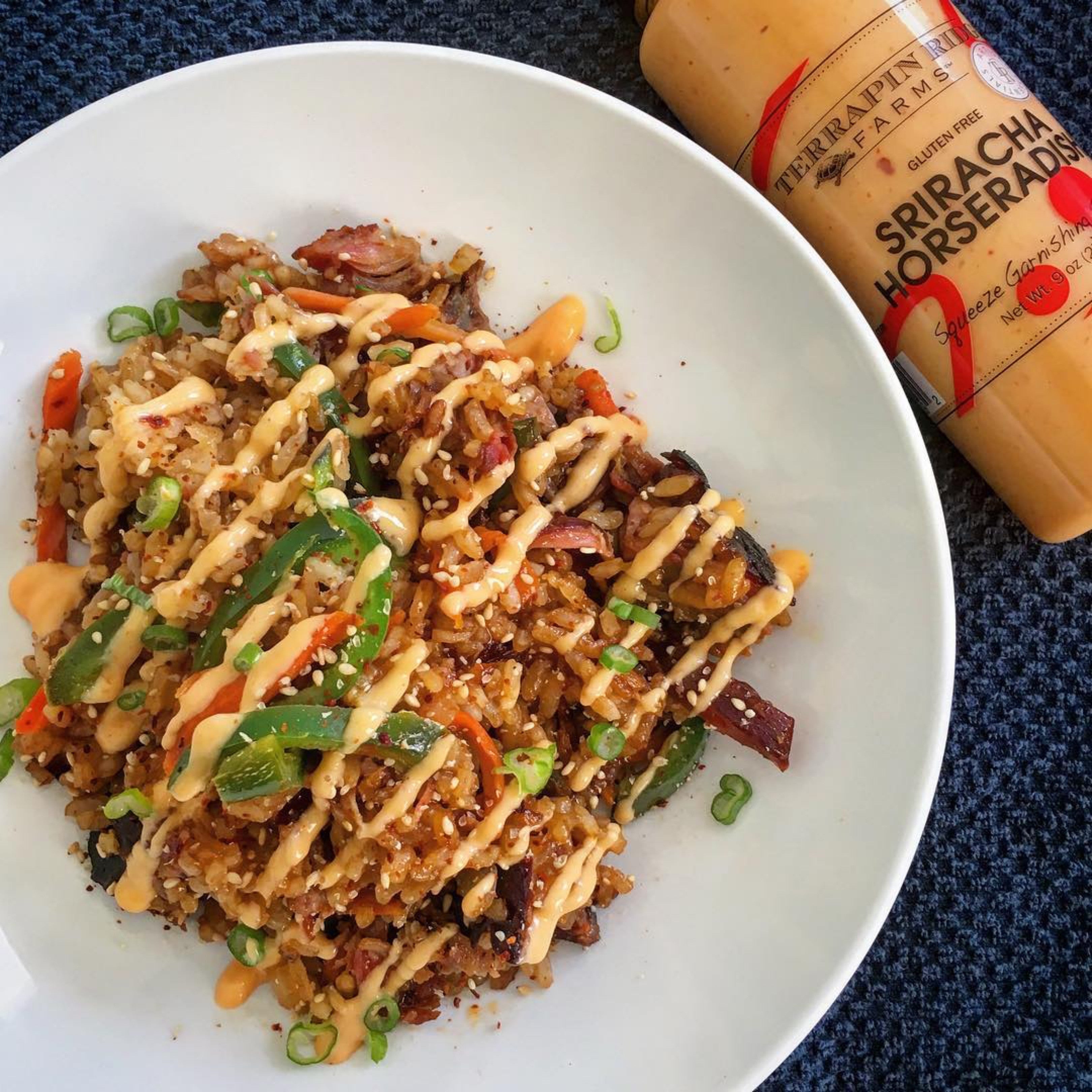 Smokey Fried Rice with Terrapin Ridge Farms Sriracha Horseradish Sauce Smokey Fried Rice with Terrapin Ridge Farms Sriracha Horseradish Sauce